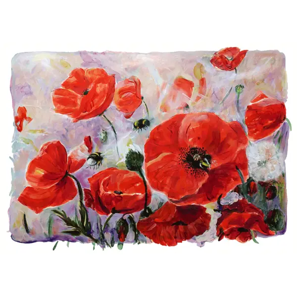 Mohn mit Hummeln